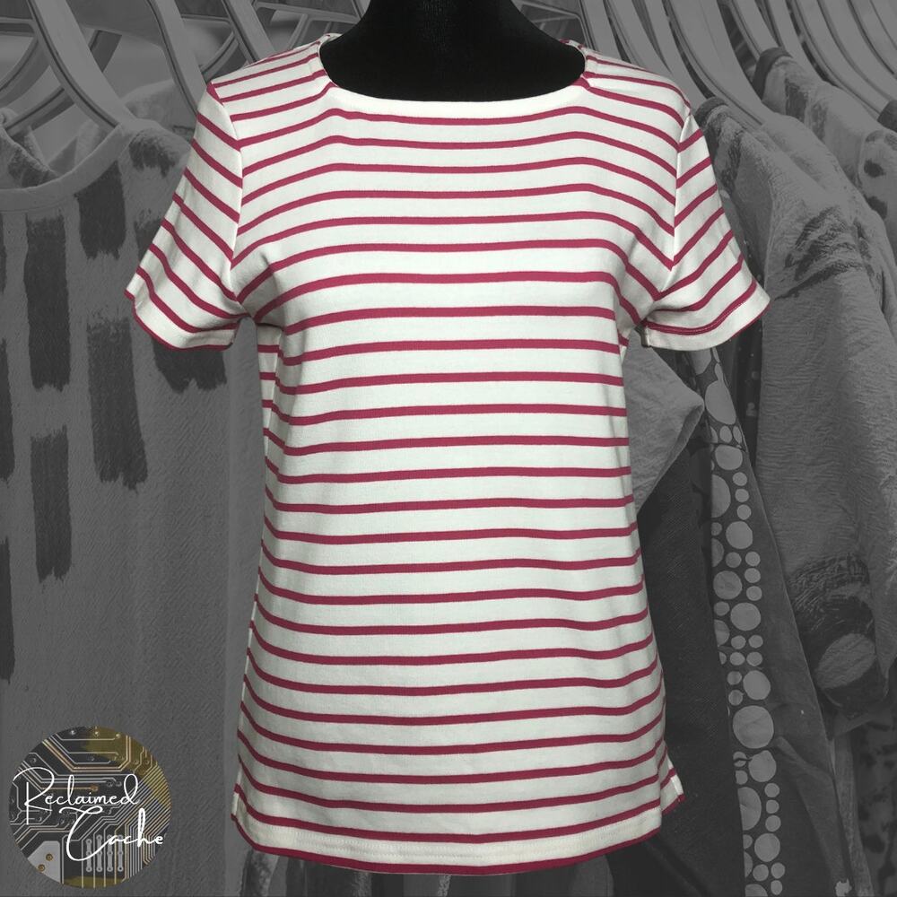 Brooke Shields Timeless Short Sleeve Striped Square Neck - Size XS
